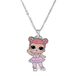 Acrylic Cartoon Girl Necklaces & Pendants Little Girl's Jewelry Necklace Flatback Resin Charm Necklace Ras De Cou