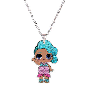 Acrylic Cartoon Girl Necklaces & Pendants Little Girl's Jewelry Necklace Flatback Resin Charm Necklace Ras De Cou