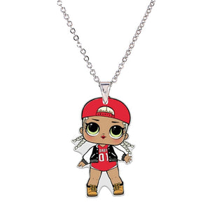 Acrylic Cartoon Girl Necklaces & Pendants Little Girl's Jewelry Necklace Flatback Resin Charm Necklace Ras De Cou