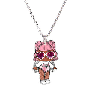 Acrylic Cartoon Girl Necklaces & Pendants Little Girl's Jewelry Necklace Flatback Resin Charm Necklace Ras De Cou