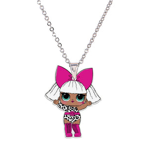 Acrylic Cartoon Girl Necklaces & Pendants Little Girl's Jewelry Necklace Flatback Resin Charm Necklace Ras De Cou