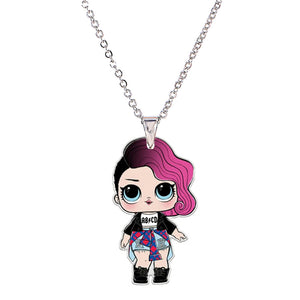 Acrylic Cartoon Girl Necklaces & Pendants Little Girl's Jewelry Necklace Flatback Resin Charm Necklace Ras De Cou