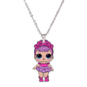 Acrylic Cartoon Princess Girl Necklaces & Pendants Flatback Resin Charm Dance Girl Doll Pendant Necklace Jewelry