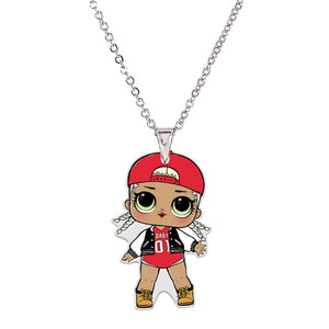Acrylic Cartoon Princess Girl Necklaces & Pendants Flatback Resin Charm Dance Girl Doll Pendant Necklace Jewelry