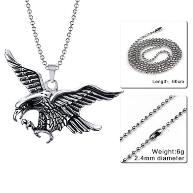 Mens Necklaces Stainless Steel Flying Eagle Pendant Choker Male HipHop Biker Fashion Animal Jewelry Costume Accessorie
