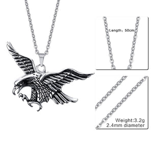 Mens Necklaces Stainless Steel Flying Eagle Pendant Choker Male HipHop Biker Fashion Animal Jewelry Costume Accessorie