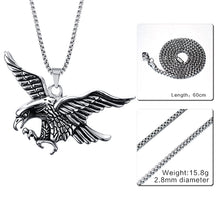 Load image into Gallery viewer, Mens Necklaces Stainless Steel Flying Eagle Pendant Choker Male HipHop Biker Fashion Animal Jewelry Costume Accessorie