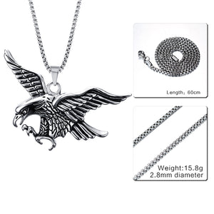 Mens Necklaces Stainless Steel Flying Eagle Pendant Choker Male HipHop Biker Fashion Animal Jewelry Costume Accessorie