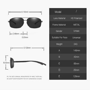 Mens Polarized Sunglasses Aluminum Frame Glasses Classic Retro Men Rectangle Sun Glasses  UV400
