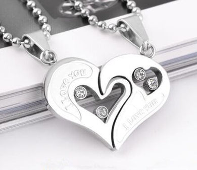 Mens Stainless Steel Chain Black Heart Love Necklaces for Couples Korean Ladies Fashion Trendy Paired Suspension Pendants Model