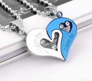 Mens Stainless Steel Chain Black Heart Love Necklaces for Couples Korean Ladies Fashion Trendy Paired Suspension Pendants Model