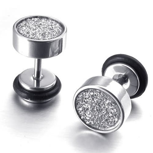 Orecchini a bottone in acciaio inossidabile da uomo e donna, 8 mm, nero, 1 paio 2 pezzi 