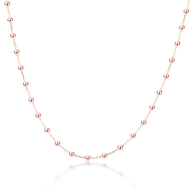 Classic 2.5mm beads Necklace solid 925 Sterling Silver with rose gold necklace for women's adjustable chain 16 17 18