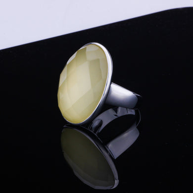 Classic Natural Oval Citrine Rings Solid 925 Sterling Silver Ring Lemon Quartz for Women's Wedding Party Jewelry