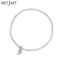 Carica l'immagine nel visualizzatore di Gallery, Different Pendants Classic 925 Sterling Silver Bead Bracelet with Heart Elastic Charm Bracelets for Women's Jewelry 18cm