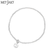 Carica l'immagine nel visualizzatore di Gallery, Different Pendants Classic 925 Sterling Silver Bead Bracelet with Heart Elastic Charm Bracelets for Women's Jewelry 18cm