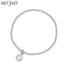 Carica l'immagine nel visualizzatore di Gallery, Different Pendants Classic 925 Sterling Silver Bead Bracelet with Heart Elastic Charm Bracelets for Women's Jewelry 18cm