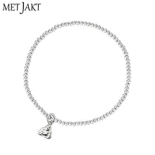 Carica l'immagine nel visualizzatore di Gallery, Different Pendants Classic 925 Sterling Silver Bead Bracelet with Heart Elastic Charm Bracelets for Women's Jewelry 18cm