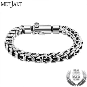 Gothic Real 925 Sterling Silver Dragonscale Bracelet Men High Polished Vintage Punk Rock Bracelets Jewelry for Mens 20cm