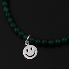 Load image into Gallery viewer, Natural Gemstone Agate Beads Charm Bracelet and 925 Sterling Silver Clover Heart Smile Pendant for Women's Fine Jewelry
