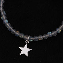 Load image into Gallery viewer, Natural Gemstone Moonstone Beads Elastic Charm Bracelets Solid 925 Sterling Silver star Pendant for Women's Jewelry