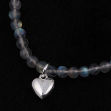 Load image into Gallery viewer, Natural Gemstone Moonstone Beads Elastic Charm Bracelets Solid 925 Sterling Silver star Pendant for Women's Jewelry