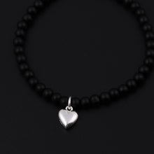 Carica l'immagine nel visualizzatore di Gallery, Natural Obsidian Beads Handmade Elastic Charm Bracelets and 925 Sterling Silver Smile Pendant for Unisex Jewelry