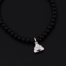 Carica l'immagine nel visualizzatore di Gallery, Natural Obsidian Beads Handmade Elastic Charm Bracelets and 925 Sterling Silver Smile Pendant for Unisex Jewelry