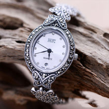 Load image into Gallery viewer, Pure Handmade Butterfly Watchband Vintage Zircon Bracelet Watch Solid 925 Sterling Silver Bracelet for Women's Jewelry