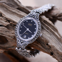 Load image into Gallery viewer, Pure Handmade Butterfly Watchband Vintage Zircon Bracelet Watch Solid 925 Sterling Silver Bracelet for Women's Jewelry