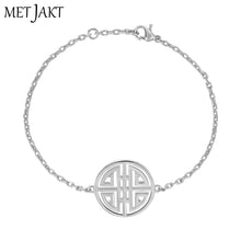 Load image into Gallery viewer, Three Colors 925 Sterling Silver Charm Bracelets for Unisex Fine Jewelry Double Happiness and Long Life Pendant