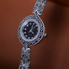Load image into Gallery viewer, Vintage Pure Handmade Bracelet Watch with Zircon Solid 925 Sterling Silver Bracelet for Women's Luxury Jewelry