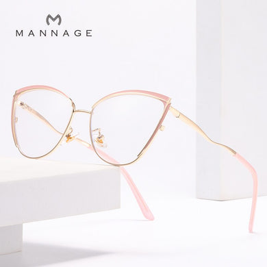 Metal Anti Blue Ray Cat Eye Glasses Frame Men Women Blue Light Blocking Eyeglasses Ladies Optical Frame