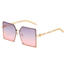 Carica l&#39;immagine nel visualizzatore di Gallery, Occhiali da sole quadrati con montatura grande in metallo Occhiali da sole a catena da donna Occhiali da sole femminili Brand Gradient Retro Designer Oculos De Sol 