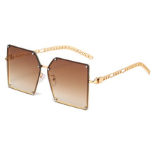 Carica l&#39;immagine nel visualizzatore di Gallery, Occhiali da sole quadrati con montatura grande in metallo Occhiali da sole a catena da donna Occhiali da sole femminili Brand Gradient Retro Designer Oculos De Sol 