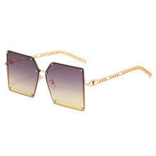 Carica l&#39;immagine nel visualizzatore di Gallery, Occhiali da sole quadrati con montatura grande in metallo Occhiali da sole a catena da donna Occhiali da sole femminili Brand Gradient Retro Designer Oculos De Sol 