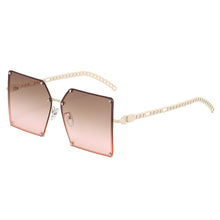 Carica l&#39;immagine nel visualizzatore di Gallery, Occhiali da sole quadrati con montatura grande in metallo Occhiali da sole a catena da donna Occhiali da sole femminili Brand Gradient Retro Designer Oculos De Sol 