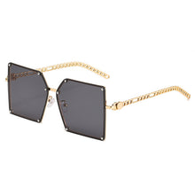 Carica l&#39;immagine nel visualizzatore di Gallery, Occhiali da sole quadrati con montatura grande in metallo Occhiali da sole a catena da donna Occhiali da sole femminili Brand Gradient Retro Designer Oculos De Sol 