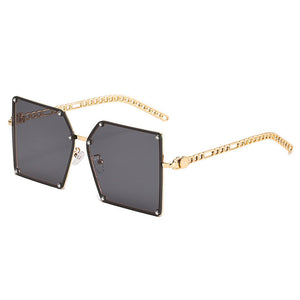 Occhiali da sole quadrati con montatura grande in metallo Occhiali da sole a catena da donna Occhiali da sole femminili Brand Gradient Retro Designer Oculos De Sol 