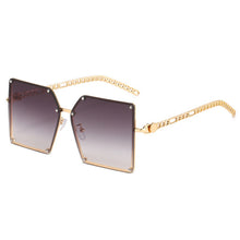 Carica l&#39;immagine nel visualizzatore di Gallery, Occhiali da sole quadrati con montatura grande in metallo Occhiali da sole a catena da donna Occhiali da sole femminili Brand Gradient Retro Designer Oculos De Sol 