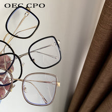 Load image into Gallery viewer, Metal Black Classic Square Clear Glasses Frame Women Men Anti Blue Light Glasses Clear Lens Optical Reading Eyeglasses
