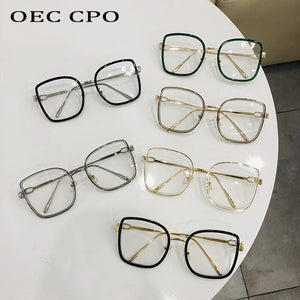 Metal Black Classic Square Clear Glasses Frame Women Men Anti Blue Light Glasses Clear Lens Optical Reading Eyeglasses