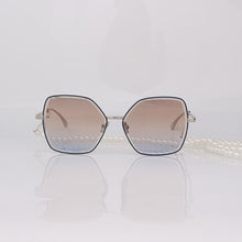 Load image into Gallery viewer, Metal Butterfly sunglasses women with pearls chain cutout lenses