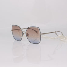 Load image into Gallery viewer, Metal Butterfly sunglasses women with pearls chain cutout lenses