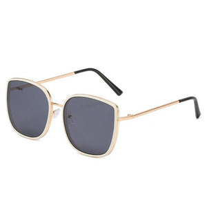 Metal Cat Eye Nearsighted Sunglasses Finished Gray Lens Women Square Prescription Eyeglasses Diopter 0 -0.5 -1.0 -1.5 To -6.0