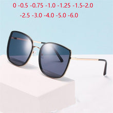 Load image into Gallery viewer, Metal Cat Eye Nearsighted Sunglasses Finished Gray Lens Women Square Prescription Eyeglasses Diopter 0 -0.5 -1.0 -1.5 To -6.0