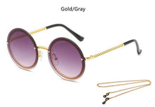 Load image into Gallery viewer, Metal Classic Vintage Round Sunglasses Luxury Brand Designer Sun Glasses With Chain Unique elegance Womens Shades lunette