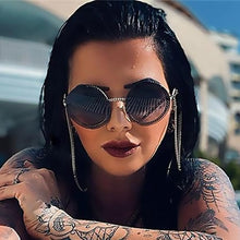 Load image into Gallery viewer, Metal Classic Vintage Round Sunglasses Luxury Brand Designer Sun Glasses With Chain Unique elegance Womens Shades lunette
