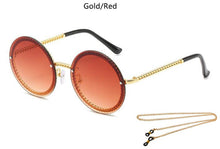 Load image into Gallery viewer, Metal Classic Vintage Round Sunglasses Luxury Brand Designer Sun Glasses With Chain Unique elegance Womens Shades lunette