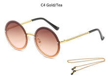 Load image into Gallery viewer, Metal Classic Vintage Round Sunglasses Luxury Brand Designer Sun Glasses With Chain Unique elegance Womens Shades lunette